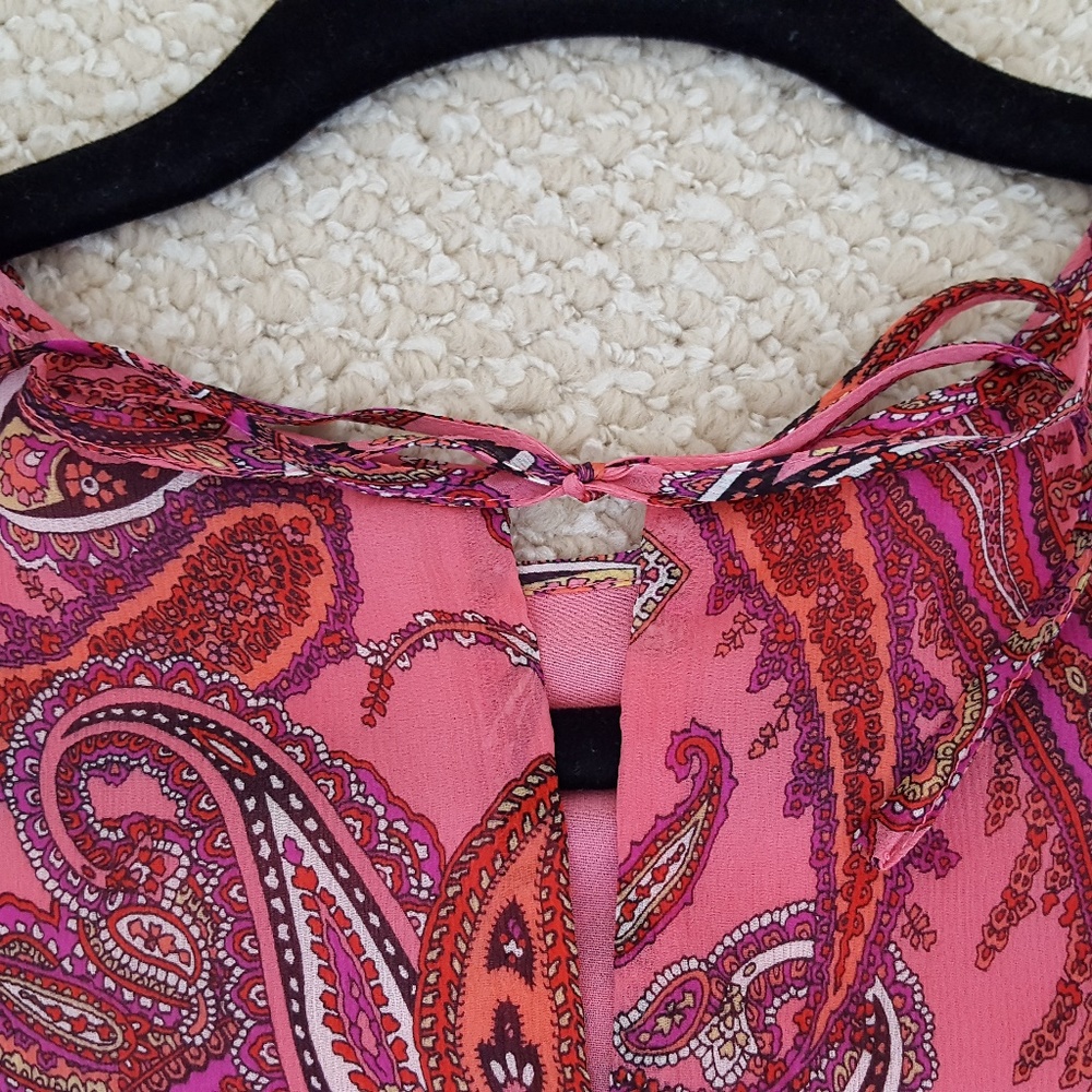 J Crew Ruffle Front Paisley Chiffon Top - Picture 4 of 8
